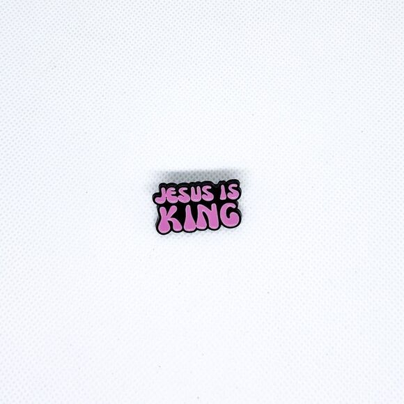 Jesus Is King Pin Broche Brooch Jesus Revolution Pink Black Statement - Picture 2 of 8